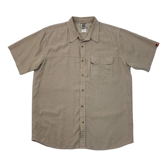 The North Face Shirt Men L Large Plaid Modal Blend Short Sleeve Button Up Pocket - Picture 1 of 11